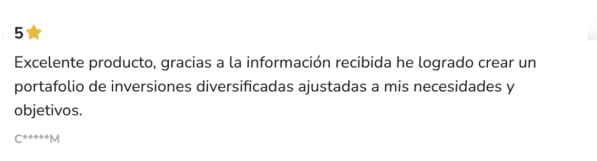 Captura del testimonio de C*****M en Hotmart