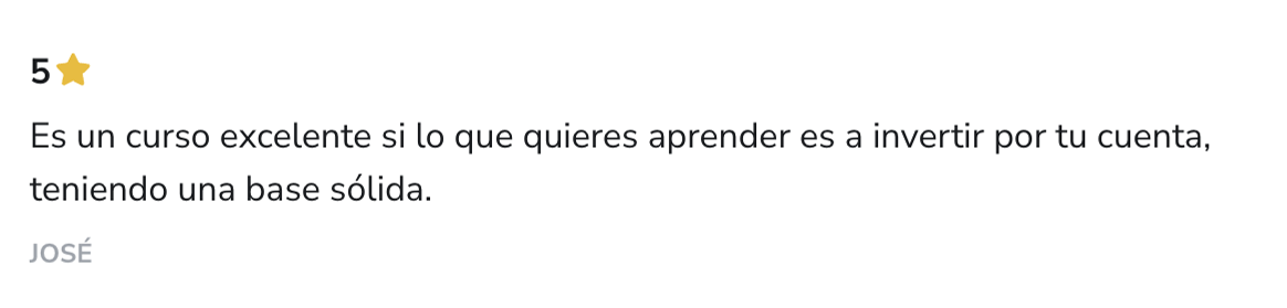 Captura del testimonio de José en Hotmart