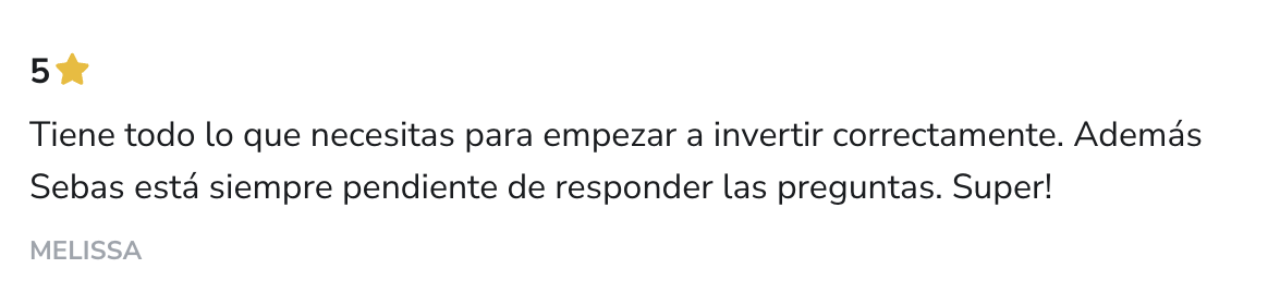 Captura del testimonio de Melissa en Hotmart