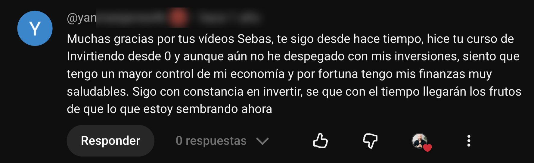 Captura del testimonio de Yan en YouTube
